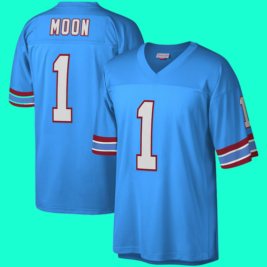 Houston Oilers Warren Moon Mitchell & Ness Light Blue Legacy Jersey