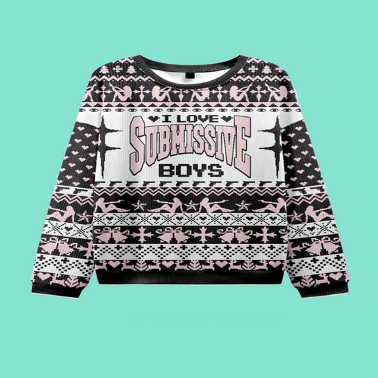I Love S Boys Y2K Christmas Knit Ugly Sweatshirt