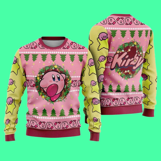Kirby Pink Ugly Christmas Sweater