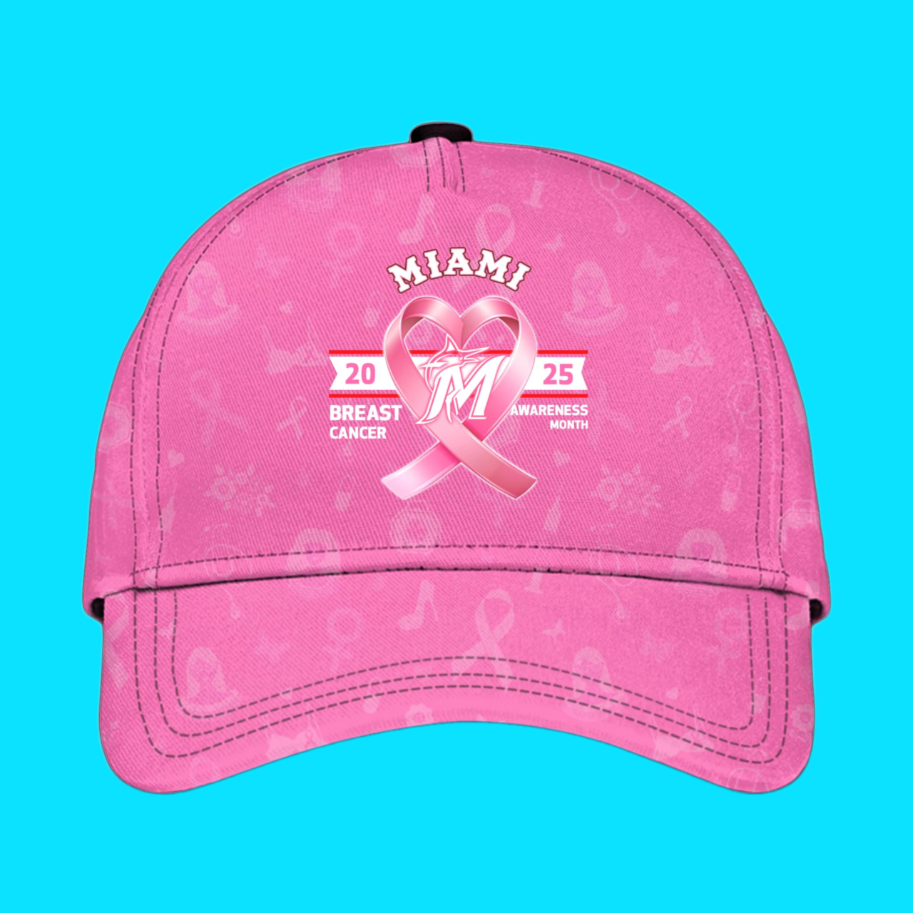 Marlins Miami 2025 Special Breast Cancer Awareness Month Jersey And Hat