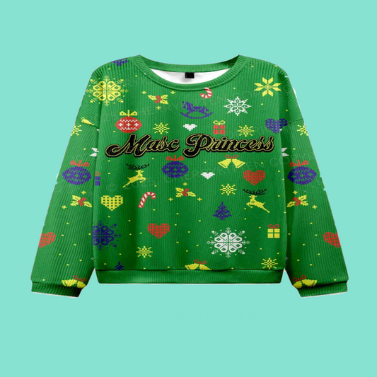 Masc Princess Pride Y2K Christmas Knit Sweatshirt