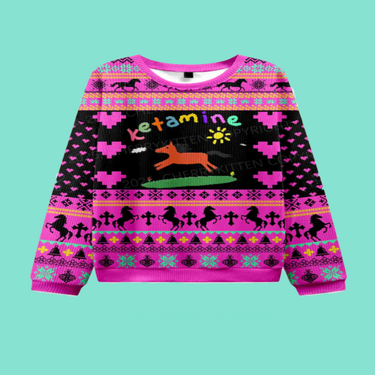 Orange Pony Y2K Christmas Knit Sweatshirt