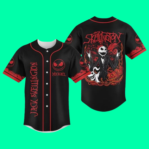 Personalized Halloween Baseball Jersey Jack Skellington Nightmare Before Christmas 2025 Shirt