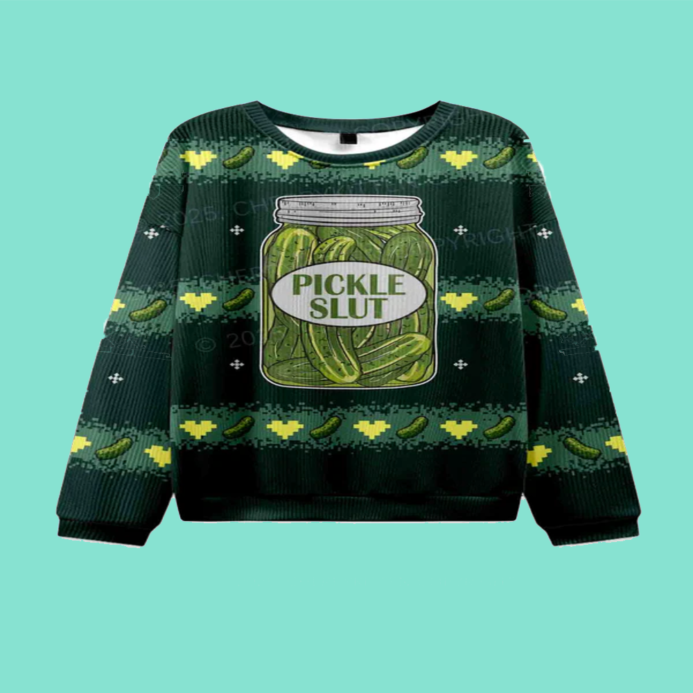 Pickle Slxt Y2K Christmas Knit Sweatshirt