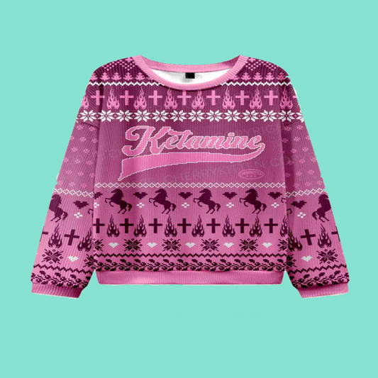 Pink K Pony Y2K Christmas Knit Sweatshirt