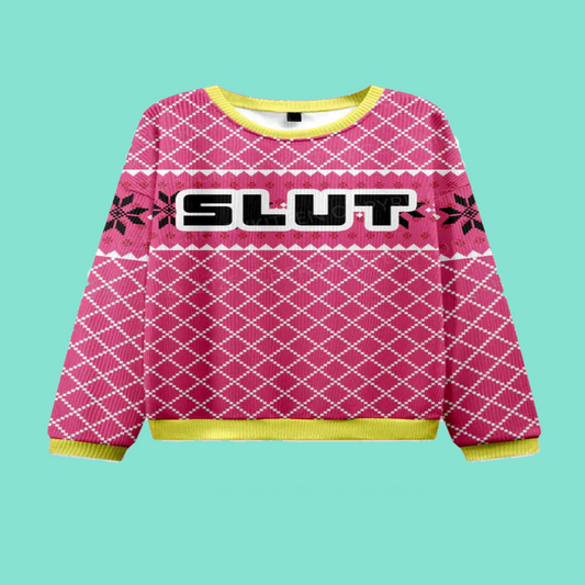 Pink Slxt Y2K Christmas Knit Sweatshirt