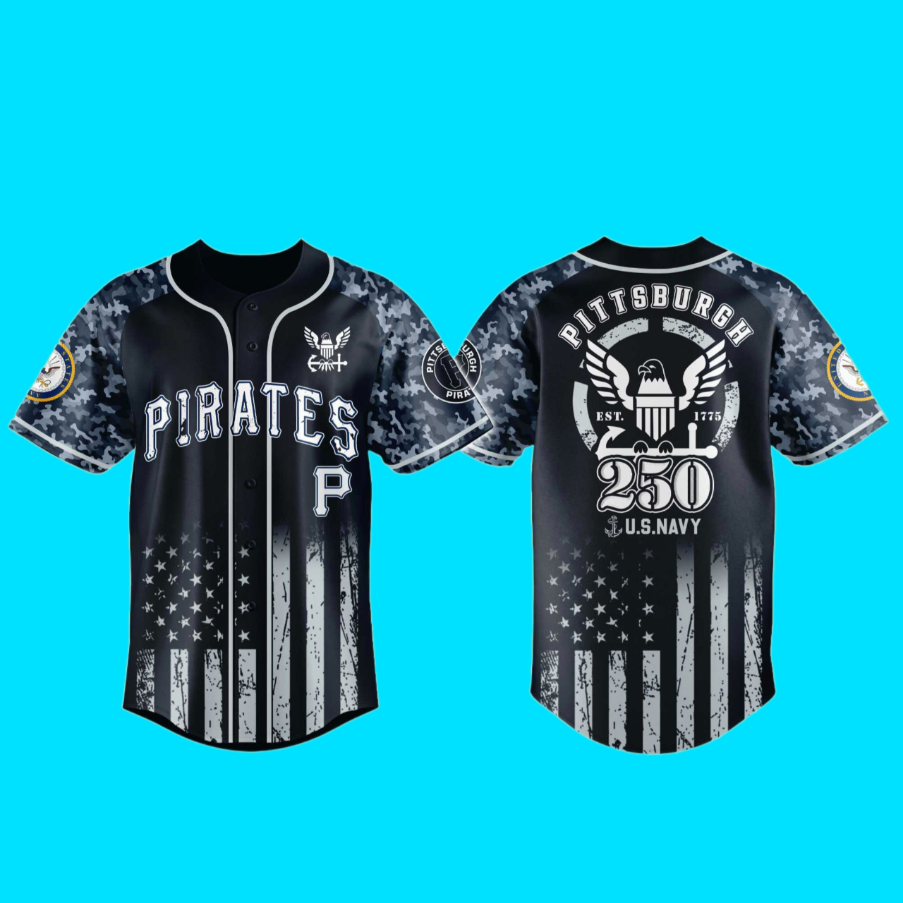 Pirates 250th US NAVY Jersey 2025