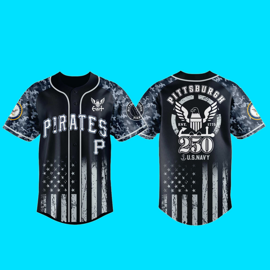 Pirates 250th US NAVY Jersey 2025