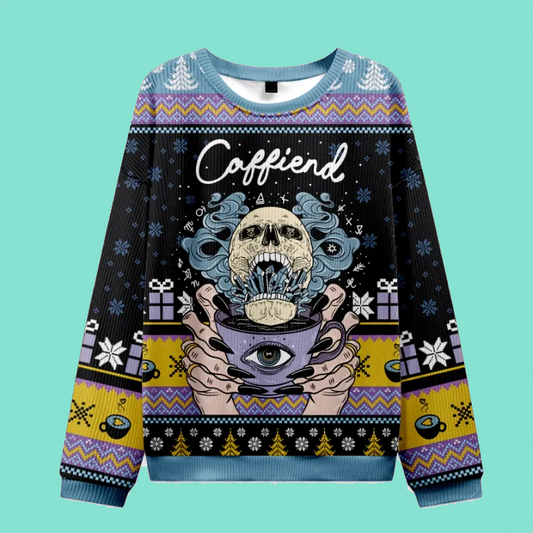 Purplehecate Caffiend Ugly Christmas Sweatshirts