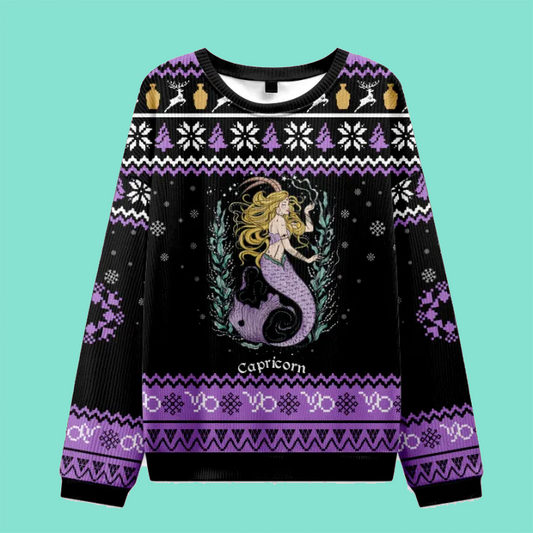 Purplehecate Capricorn Zodiac Ugly Christmas Sweatshirt