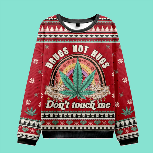 Purplehecate Drugs Not Hugs Ugly Christmas Sweatshirt