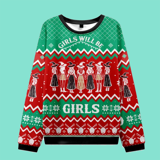 Purplehecate Girls Will Be Girls Witch Ugly Christmas 2025 Sweatshirt