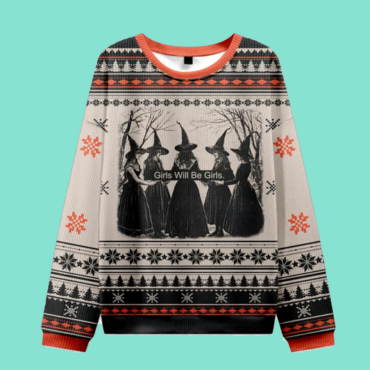 Purplehecate Girls Will Be Girls Witch Ugly Christmas Sweatshirt