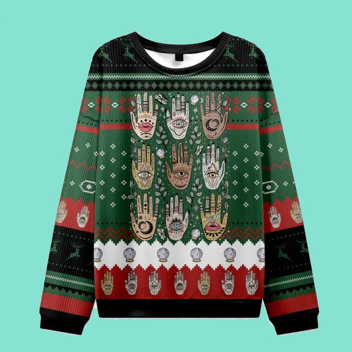 Purplehecate Helping Hands Ugly Christmas Sweatshirt