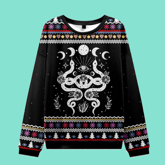 Purplehecate Lunar Serpent Alchemy Ugly Christmas Sweatshirt