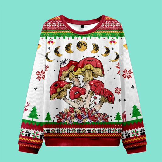 Purplehecate Magic Mushroom Ugly Christmas Sweatshirt