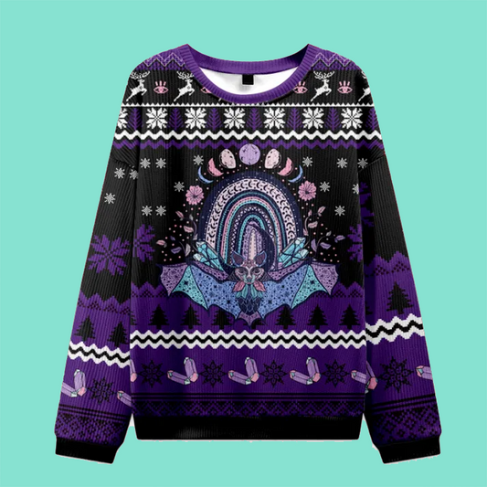 Purplehecate Moon Phase Bat Ugly Christmas Sweatshirts