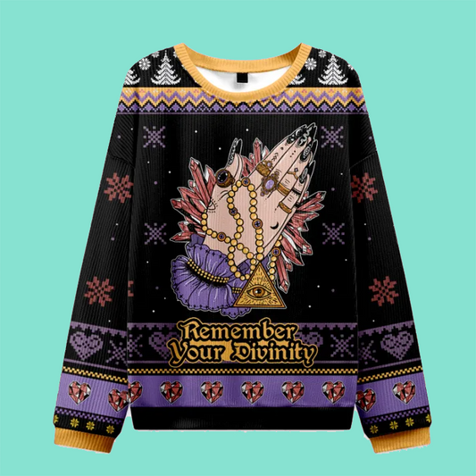 Purplehecate Remember Your Divinity Ugly Christmas Sweatshirt