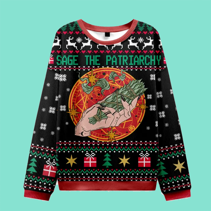 Purplehecate Sage The Patriarchy Black Ugly Christmas Sweatshirt