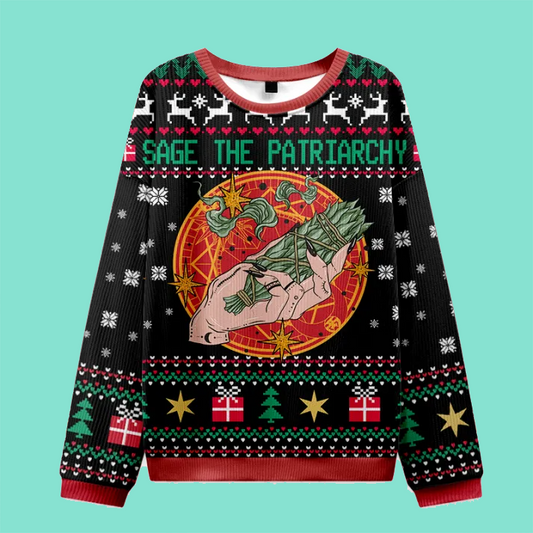 Purplehecate Sage The Patriarchy Black Ugly Christmas Sweatshirt