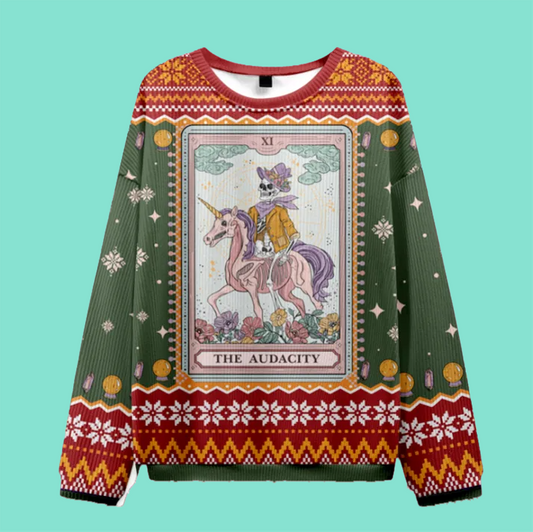 Purplehecate The Audacity Tarot Card Ugly Christmas 2025 Sweatshirt