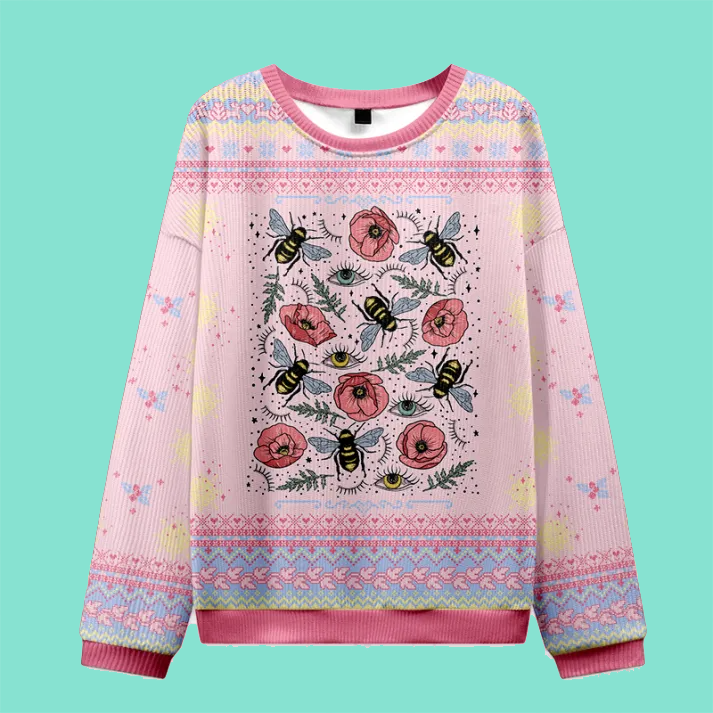Purplehecate The Bee's Knees Ugly Christmas Sweatshirt