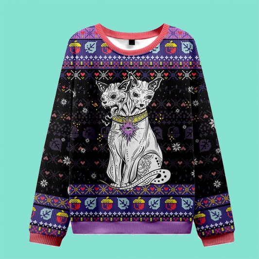 Purplehecate The Cat Goddess Bastet Ugly Christmas Sweatshirt
