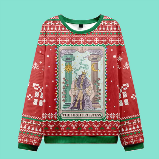Purplehecate The High Priestess Tarot Card Ugly Christmas Sweatshirt