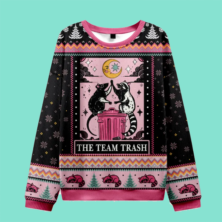 Purplehecate The Team Trash Opossum Ugly Christmas Sweatshirt