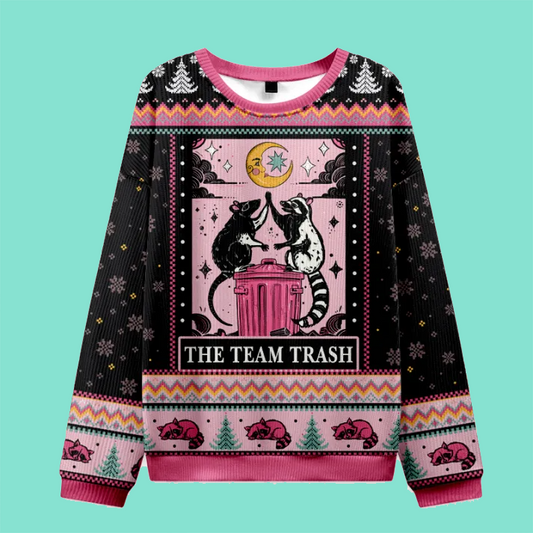 Purplehecate The Team Trash Opossum Ugly Christmas Sweatshirt