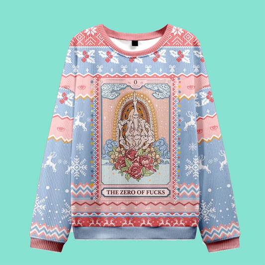 Purplehecate The Zero Of Fucks Tarot Ugly Christmas Sweatshirt