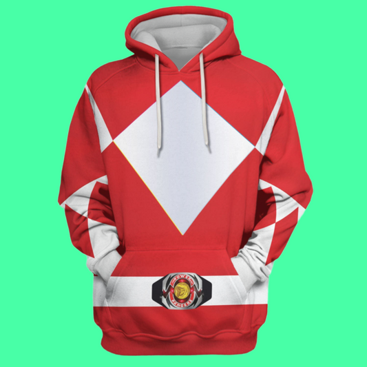 Red Power Ranger 3D Costumes Hoodies Halloween 2025