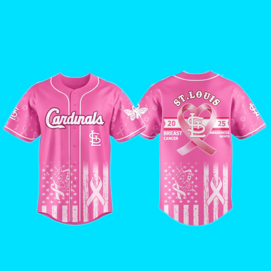 ST.Louis Cardinals 2025 Special Breast Cancer Awareness Month Jersey And Hat