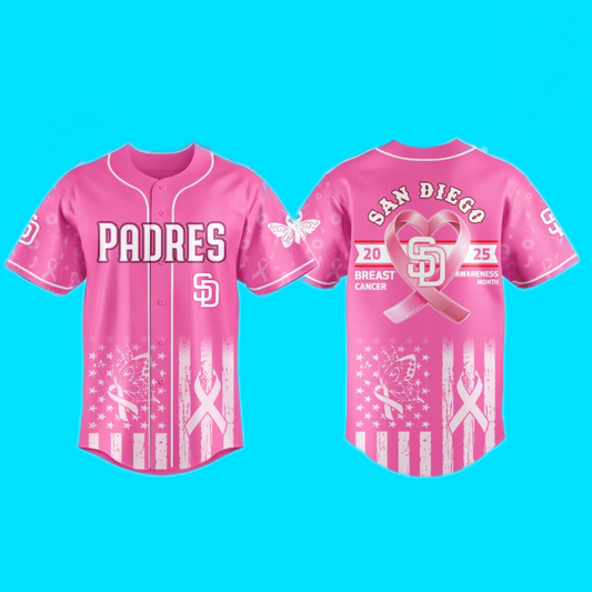 Sandiego Padres 2025 Special Breast Cancer Awareness Month Jersey And Hat