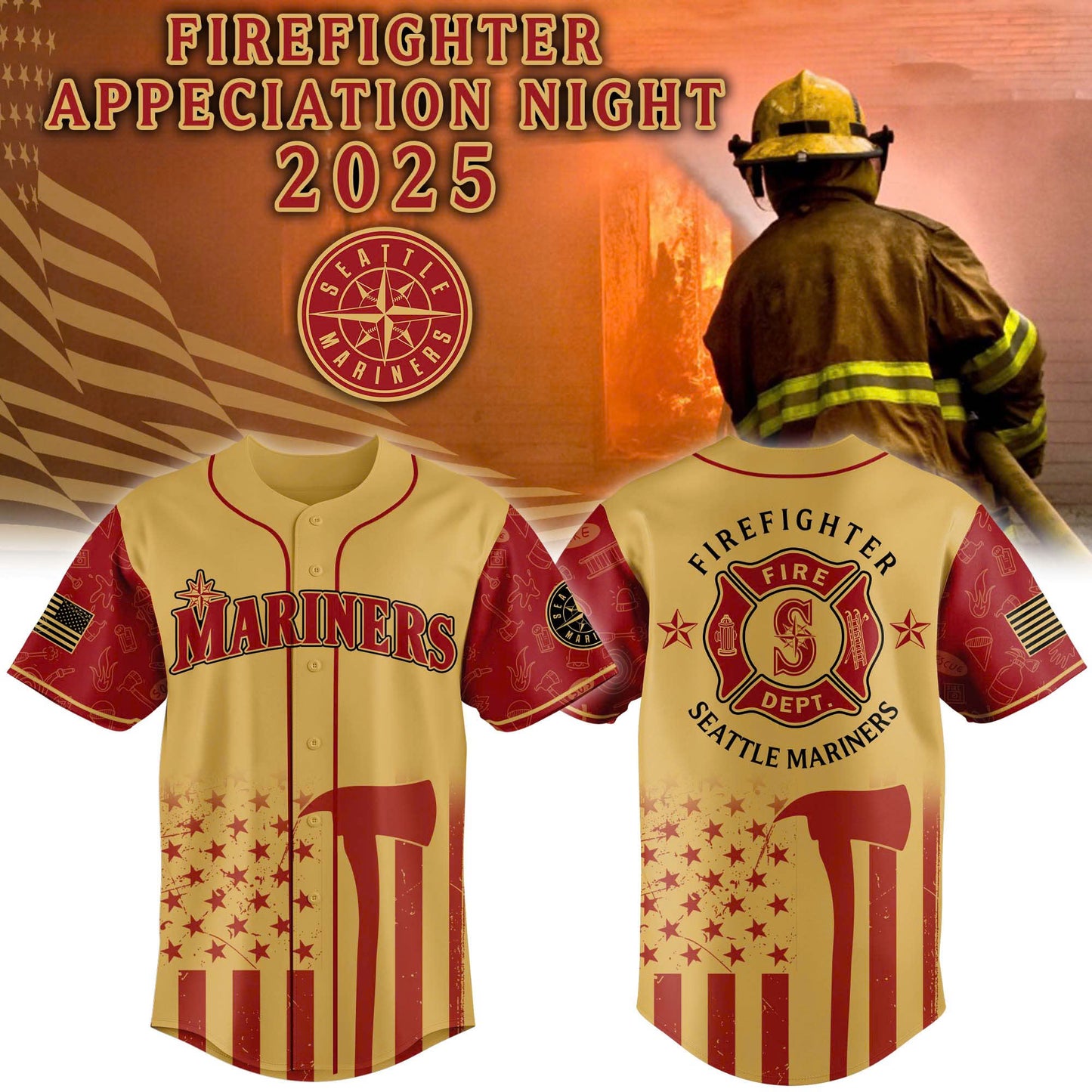 Seattle Mariners Firefighter Appreciation Jersey 2025