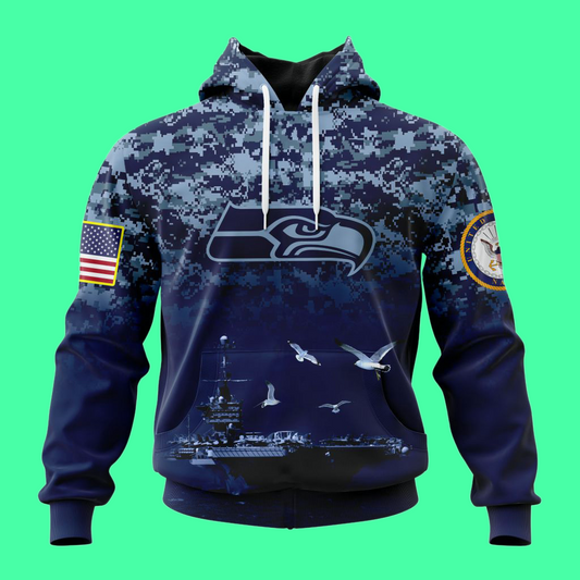Seattle Seahawks US Navy 250th Birthday Hoodie