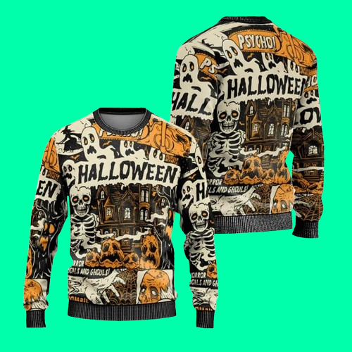 Spooky Pumpkin Jack-o'-lantern Halloween Ugly Christmas 2025 Sweater
