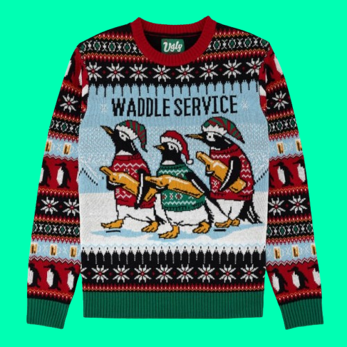 Waddle Service Penguin Ugly Christmas 2025 Sweater
