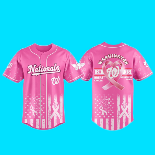 Washington Nationals 2025 Special Breast Cancer Awareness Month Jersey And Hat