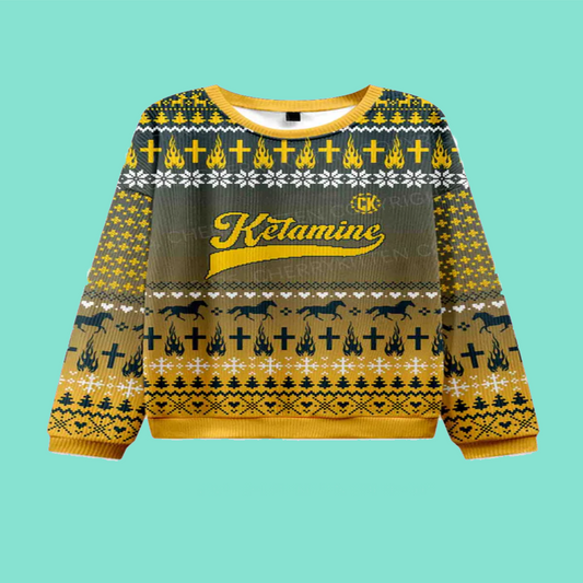 Yellow K Pony Y2K Christmas Knit Sweatshirt