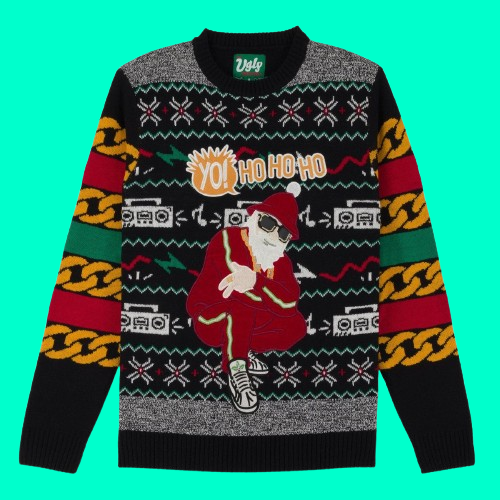Yo Ho Ho Rap Santa Full Pattern Ugly Christmas 2025 Sweater